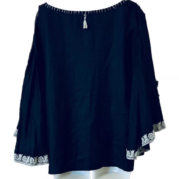 Z&L Europe Made With Love Top Women's S Small Black Boho Embroidered Festival - Picture 2 of 11
